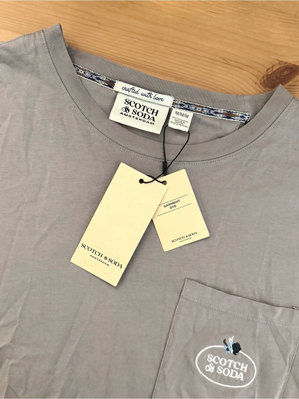 NWT Scotch & Soda Men's Short Sleeve Logo Garment Dyed Pocket T-Shirt